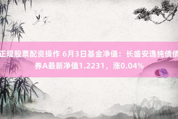 正规股票配资操作 6月3日基金净值：长盛安逸纯债债券A最新净值1.2231，涨0.04%